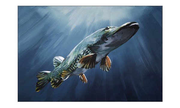 Picture of WORK OF ART - Original Painting by Tomas Hammar "Pike before the Bite" 100x150cm
